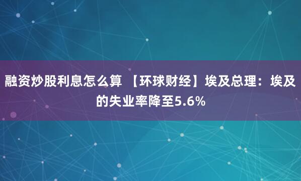 融资炒股利息怎么算 【环球财经】埃及总理：埃及的失业率降至5.6%