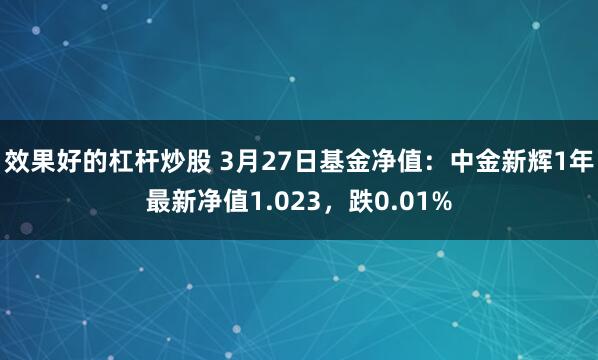效果好的杠杆炒股 3月27日基金净值：中金新辉1年最新净值1.023，跌0.01%
