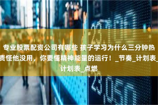 专业股票配资公司有哪些 孩子学习为什么三分钟热度？责怪他没用，你要懂精神能量的运行！_节奏_计划表_点燃
