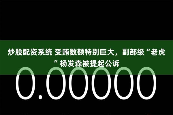 炒股配资系统 受贿数额特别巨大，副部级“老虎”杨发森被提起公诉