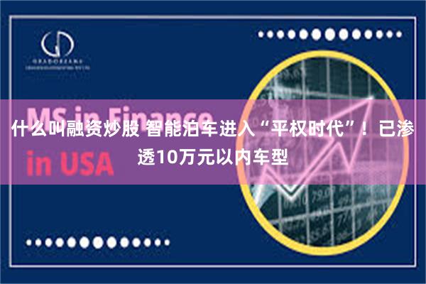 什么叫融资炒股 智能泊车进入“平权时代”！已渗透10万元以内车型
