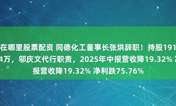 在哪里股票配资 同德化工董事长张烘辞职！持股191万、年薪20.64万，邬庆文代行职责，2025年中报营收降19.32% 净利跌75.76%