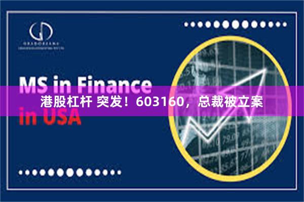 港股杠杆 突发！603160，总裁被立案